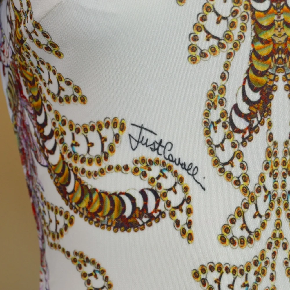 🆕🏷️Just Cavalli Multicoloured Baroque Print Fit & Flare Dress – - Picture 11 of 16